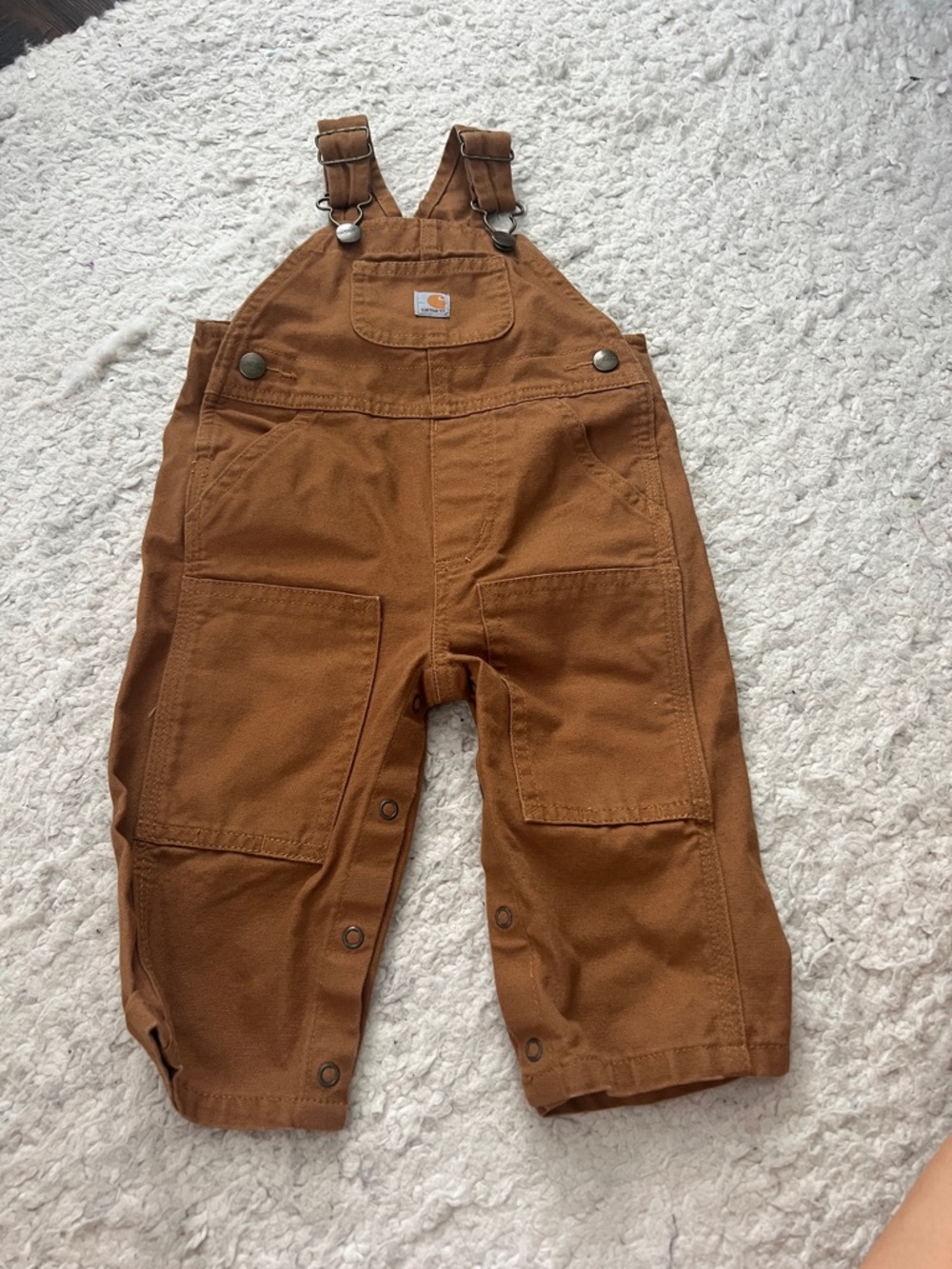 Carhartt Kids Brown Canvas Work-Style Overalls 9m